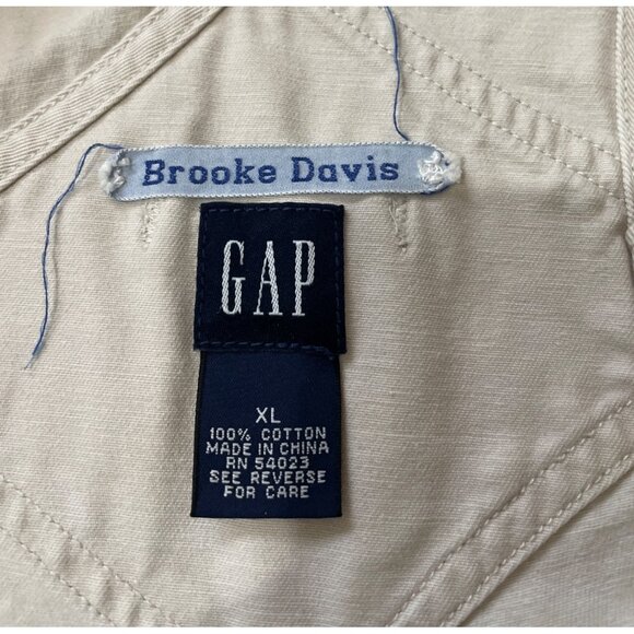 Gap Kids Y2K Beige Ivory Offwhite Cotton Overalls Shortalls XL Beach Vacation Co - Picture 3 of 6